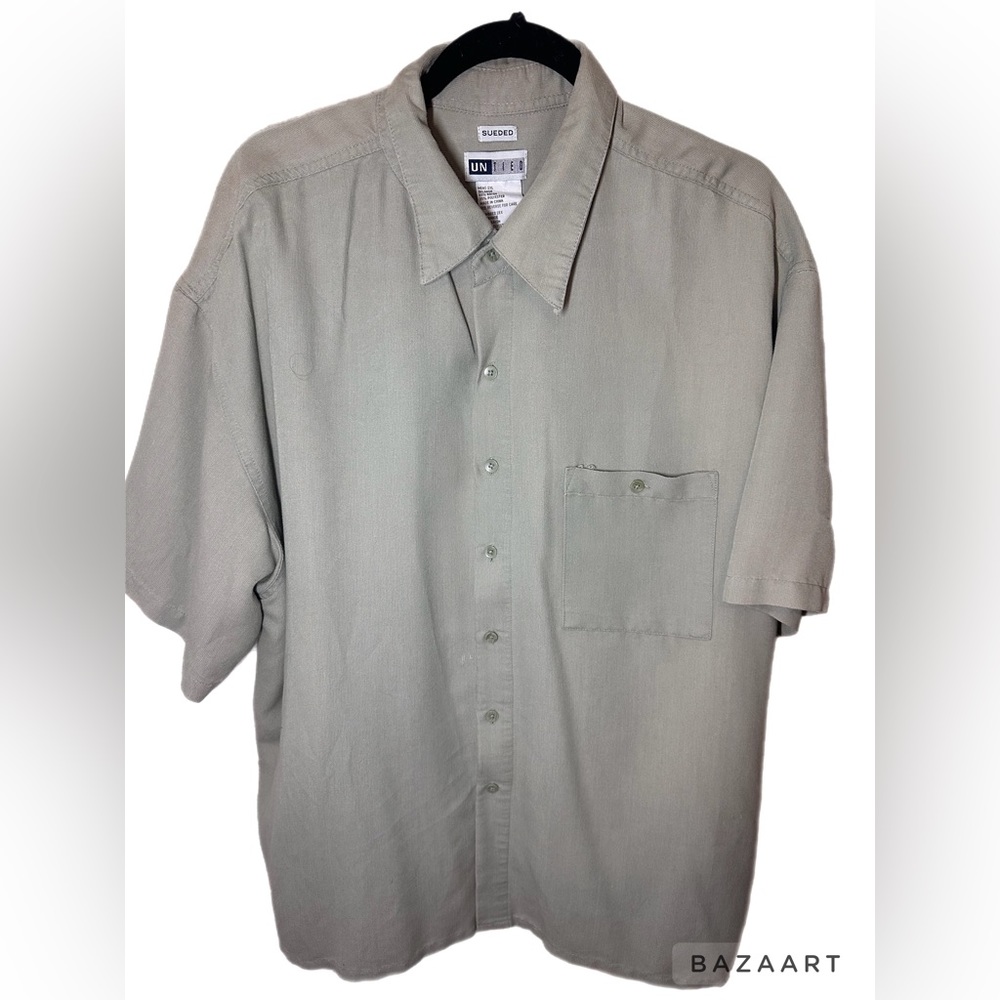 UNTIED‎ Men's Shirt Size 2XL Sage Green Front Pocket Short Sleeve